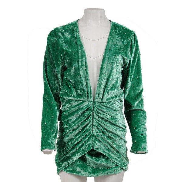 The Attico Green Crushed Velvet Crystal Embellished Romper Mini Dress –  THE-ECHELON