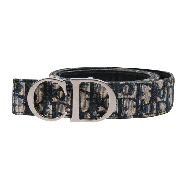 Reversible Belt Strap Black 'CHRISTIAN DIOR' Nylon Jacquard and