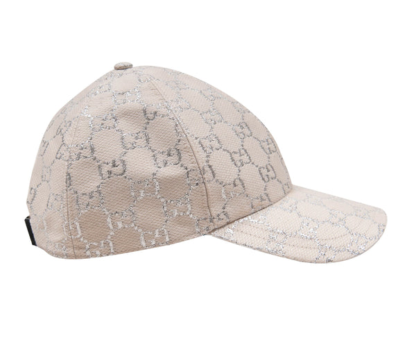 Gucci GG Lame Baseball Hat White/Silver in Lame with Silver-tone - US