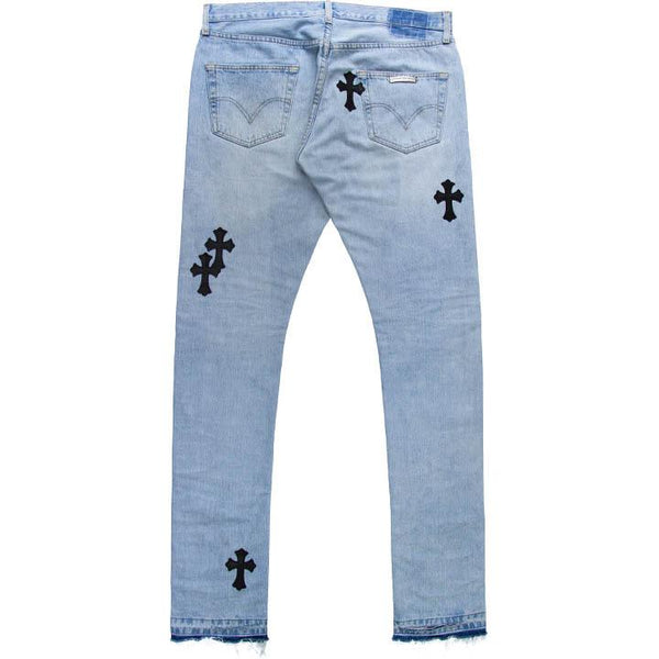 CH Cross Leather Patches Jeans - Chrome Hearts