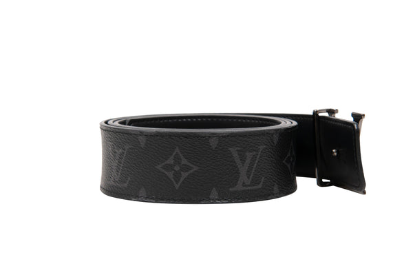 Louis Vuitton LV Initiales 40mm Matte Black Belt Grey Monogram Eclipse in  2023