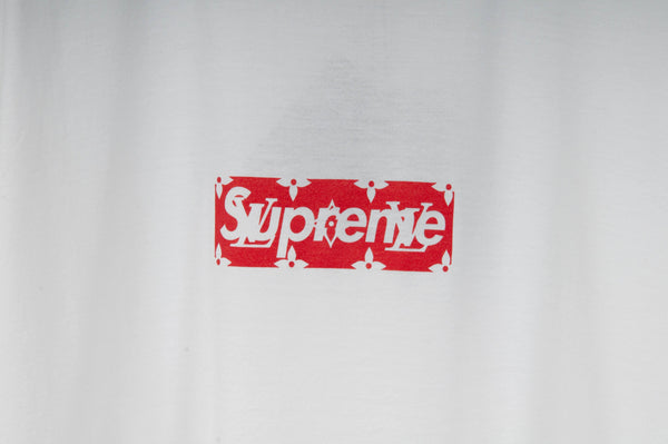 Louis Vuitton Supreme White Red Monogram Box Logo T Shirt