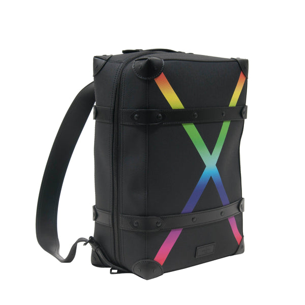 Pre-owned Louis Vuitton Soft Trunk Backpack Taiga Pm Black/rainbow