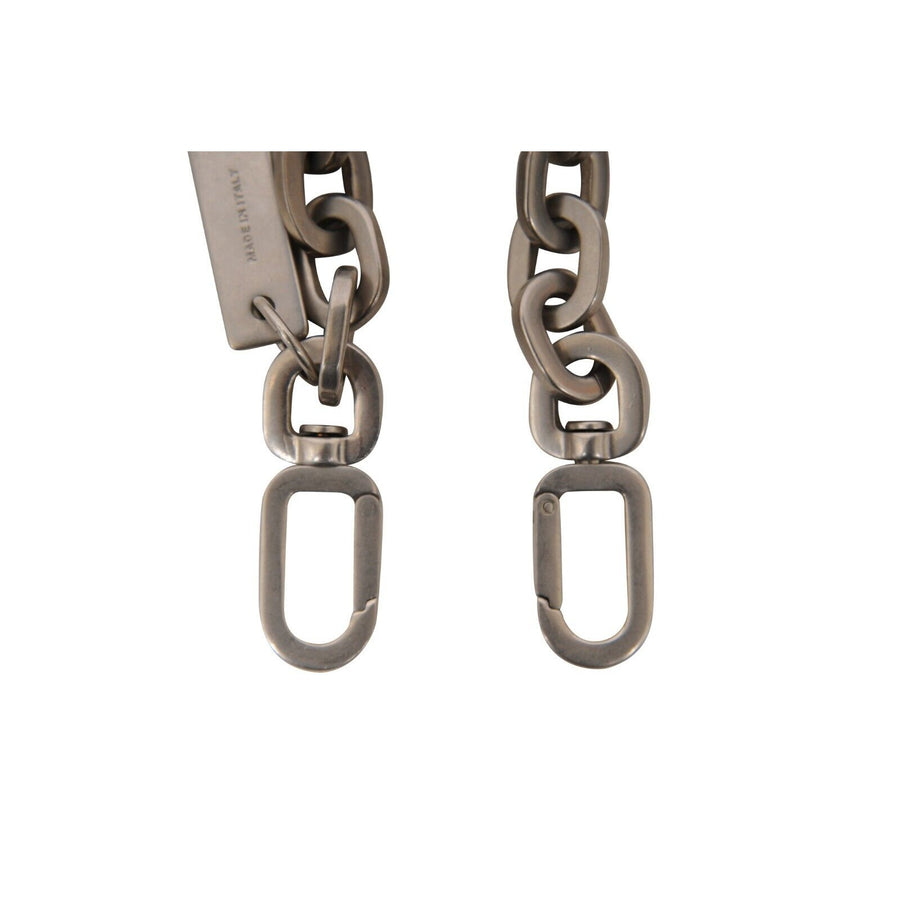 Chunky Ball Chain Link Necklace Silver Rectanguler Choker Logo Clasp