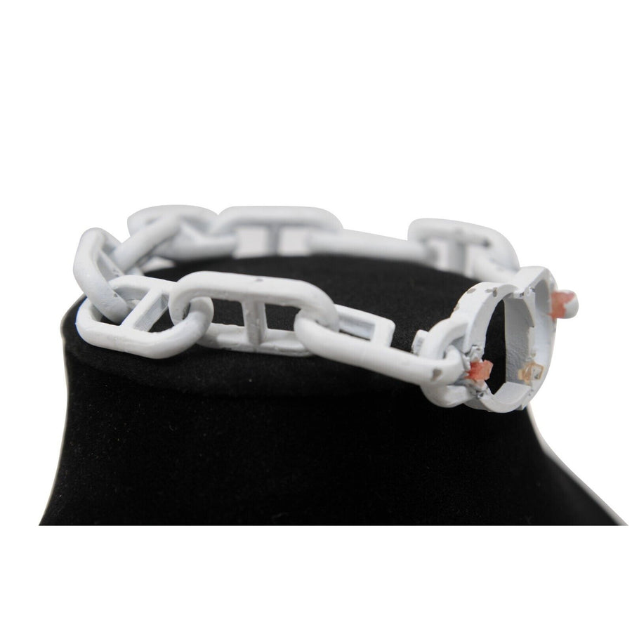 Daniel Arsham CD Matte White Ressin Bronze Eroded Chain Link Bracelet