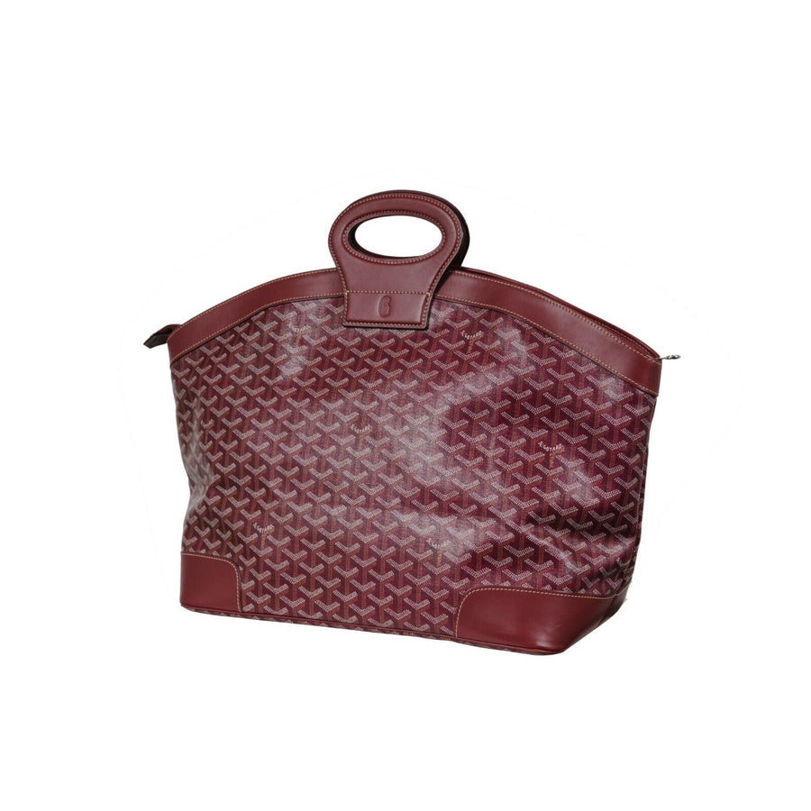 Beluga MM Handle Bag Burgundy Red Goyardine Leather Carry  Duffle Weekend