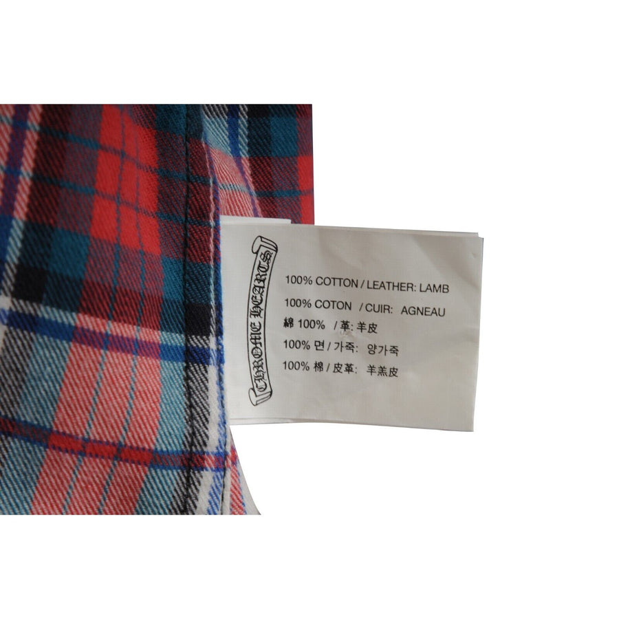 Chrome Hearts Cross Patch Flannel Red Green Plaid Button Down Shirt