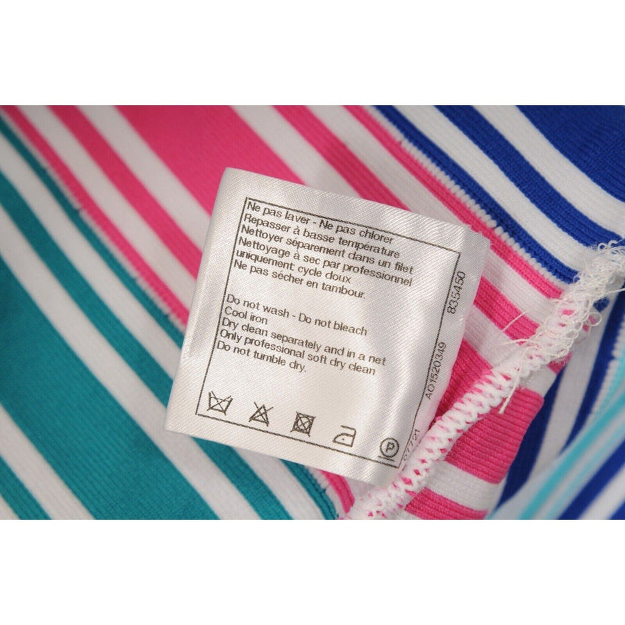 19P Cruise Rainbow Striped Top Skirt Set Size 38 White Pink Blue CC Logo CHANEL 