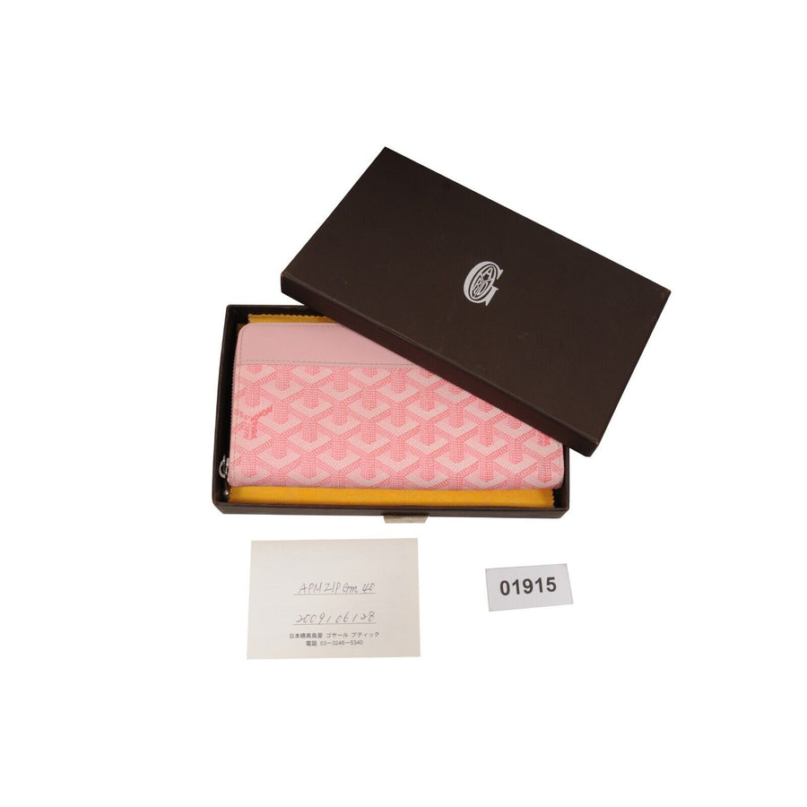 Goyard Matignon Zip Long Wallet Pink Multi Pocket Travel Card Holder Tote Purse