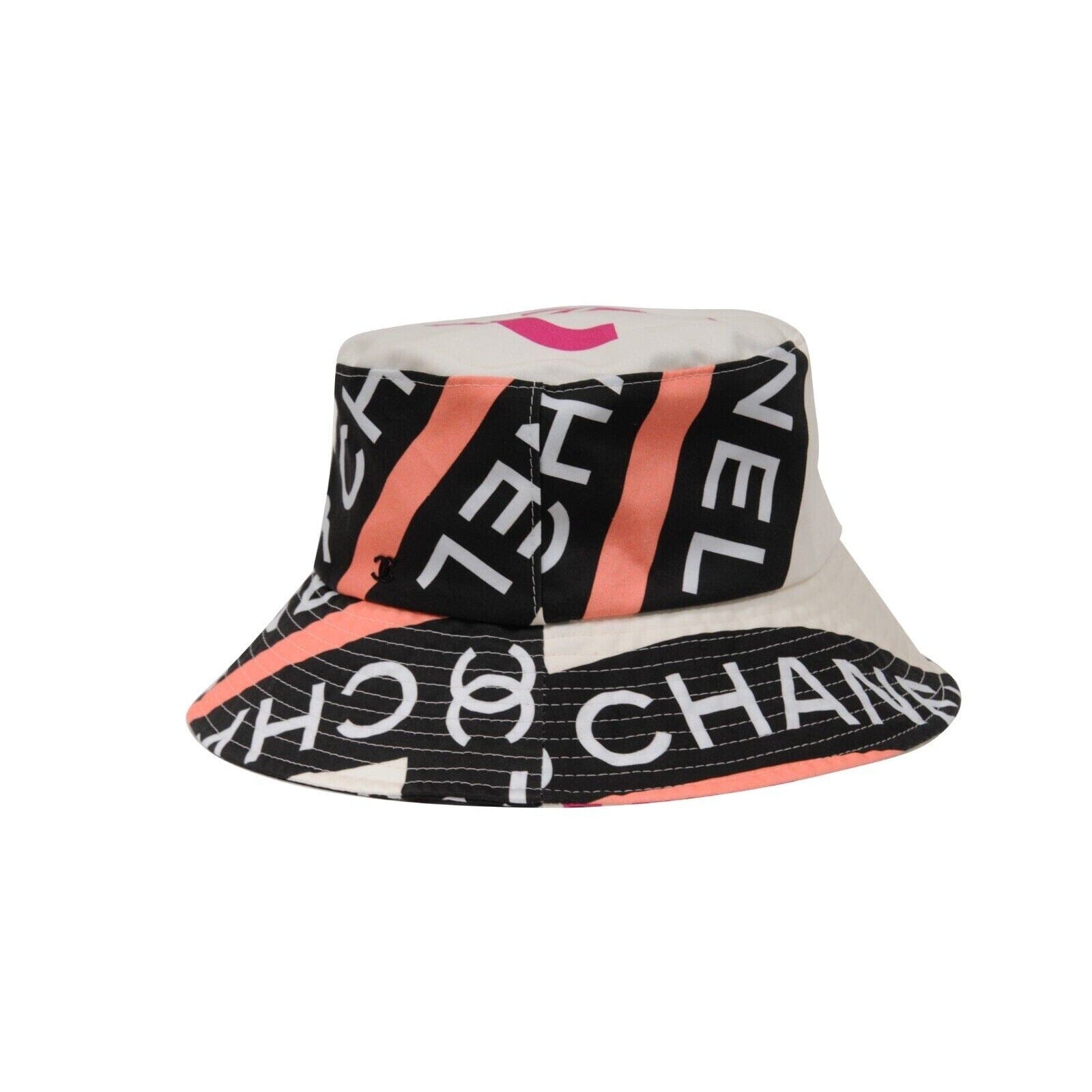 Chanel 22P Black Pink Purple Denim Graffiti CC Logo Sun Cloche Bucket Hat Small Chanel Chanel Denim Graffiti CC Logo Sun Cloche Bucket Hat  main image 2
