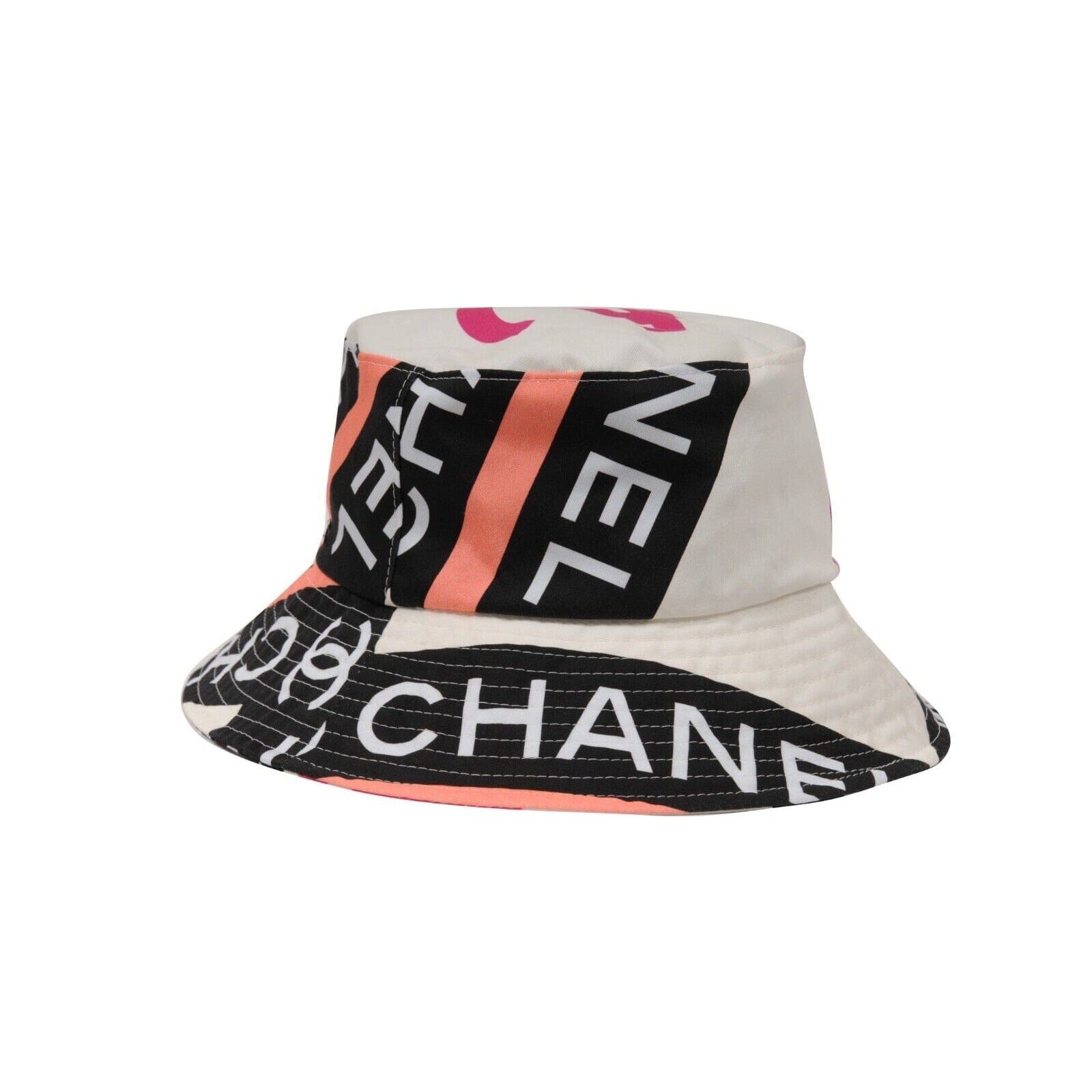 Chanel 22C CC Logo Sun Cloche Bucket Hat Pink White Black  display picture 1