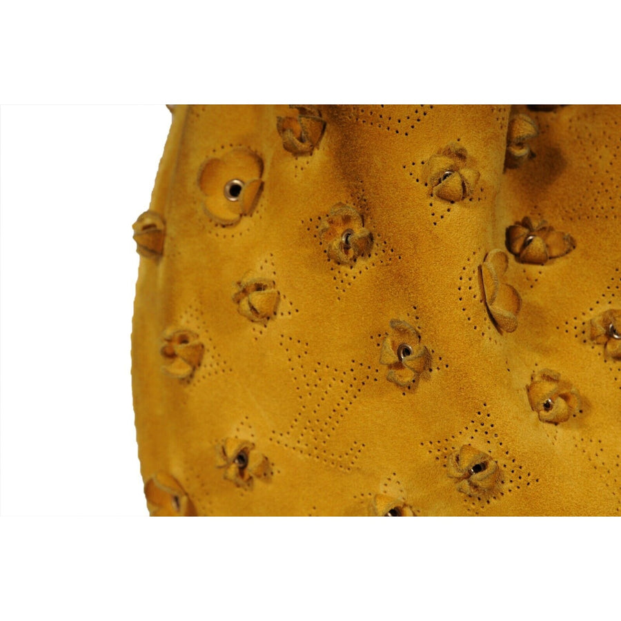 Onatah GM Maize Yellow Suede Mahina Fleurs Lv Logo Shoulder Bag