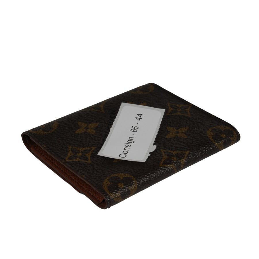LV Monogram Elise Card Holder Bifold Wallet Brown Tan Lv Logo