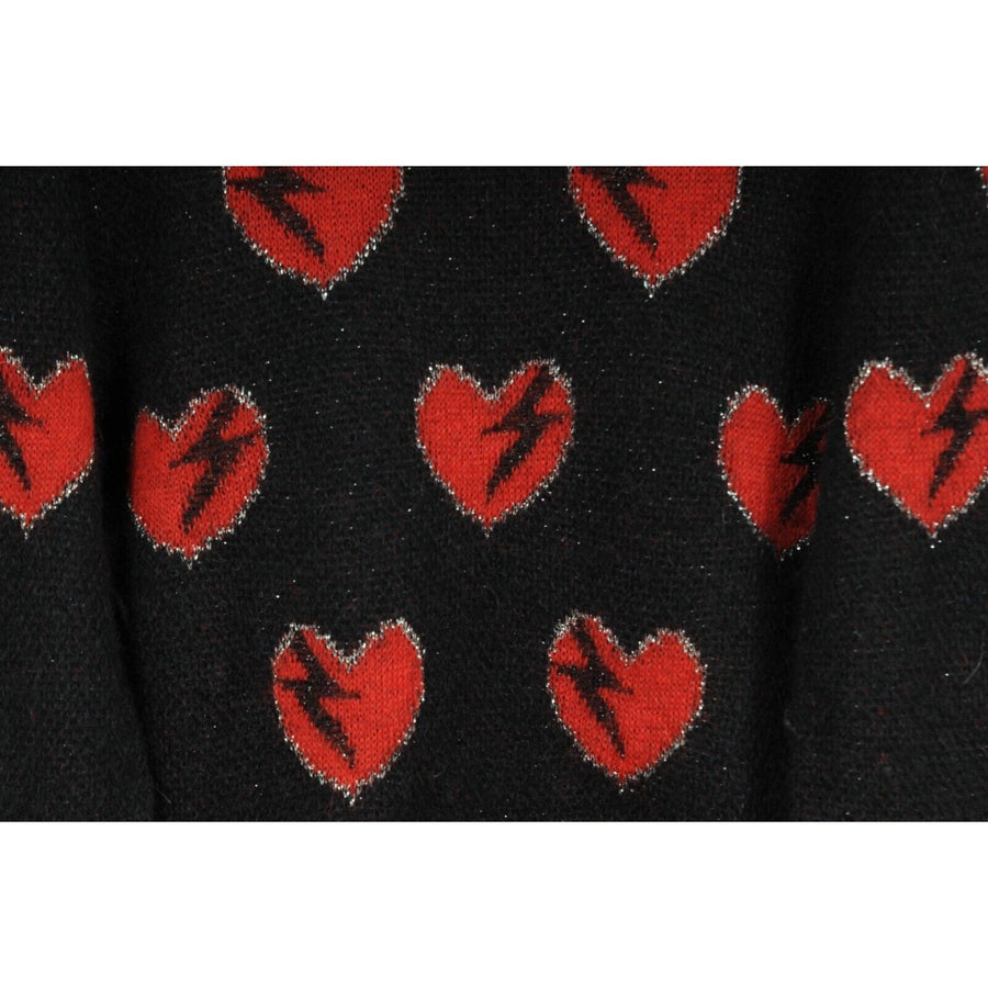 Saint Laurent  Heart Sweater Black Red Mohair Blend Pullover
