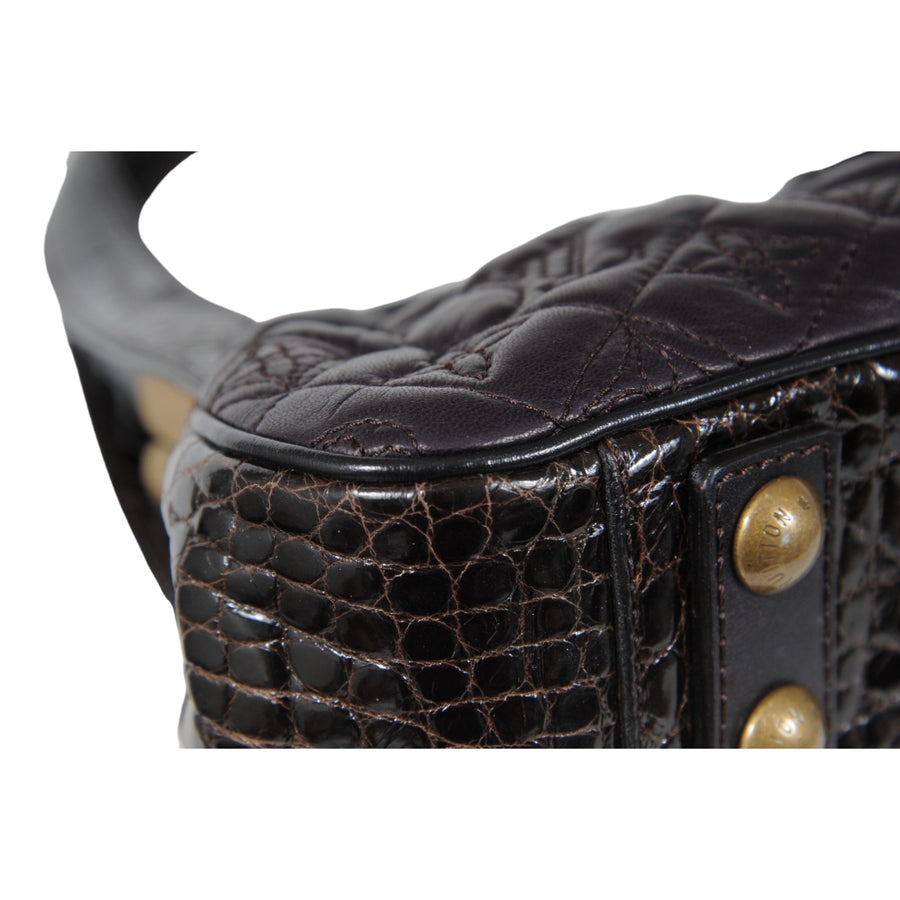 Alligator Vienna Sac Fermoir MM Purple Quilted Leather Shoulder Bag