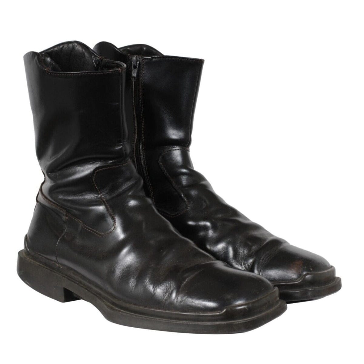 靴 Prada SS1999 Leather Square Toe Boots 37 Prada Iconic Square Toe Zip Boots F/W 1999 | eBay