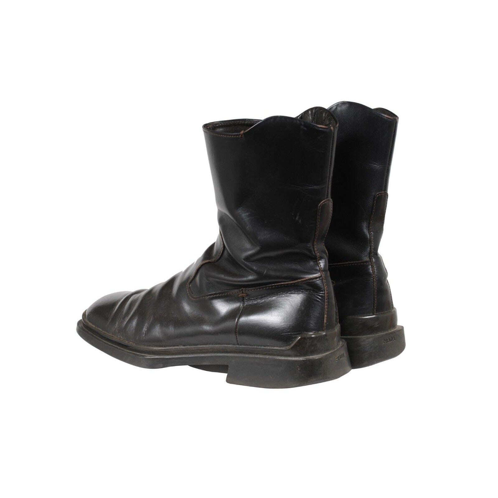 靴 AW1999 Prada Square Toe Leather Boots Prada Aw99 Vintage Square Toe Boots US 8 UK 7 Black Leather