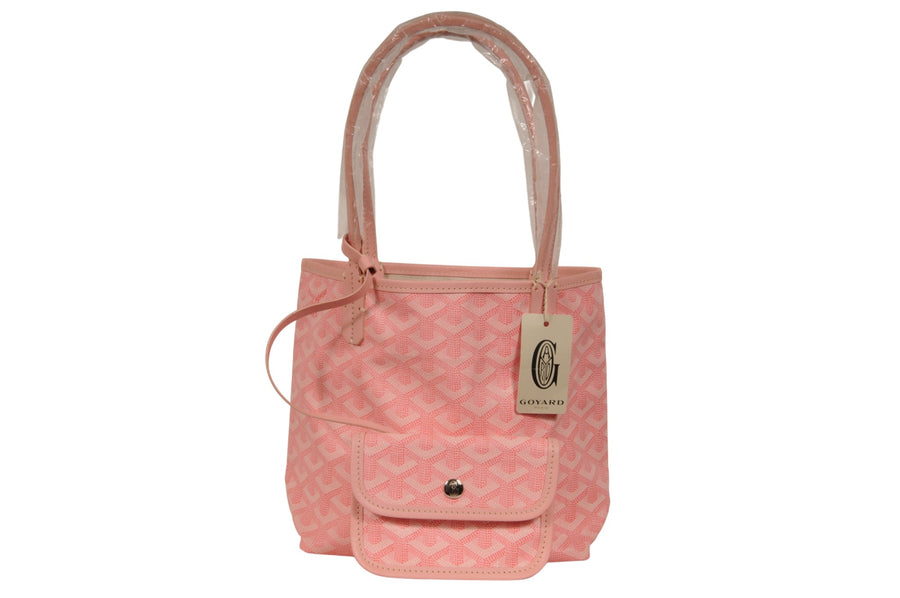 Goyard Mini Anjou Tote Bag Pink Goyardine Reversible Canvas Leather Purse