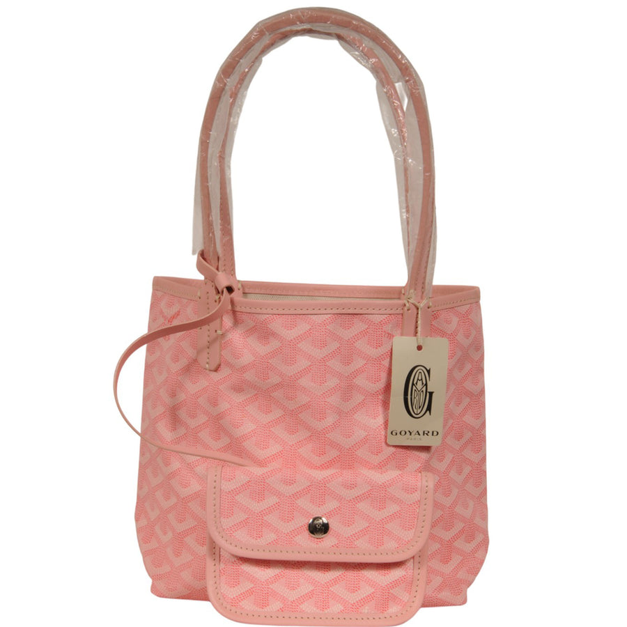 Goyard Mini Anjou Tote Bag Pink Goyardine Reversible Canvas Leather Purse