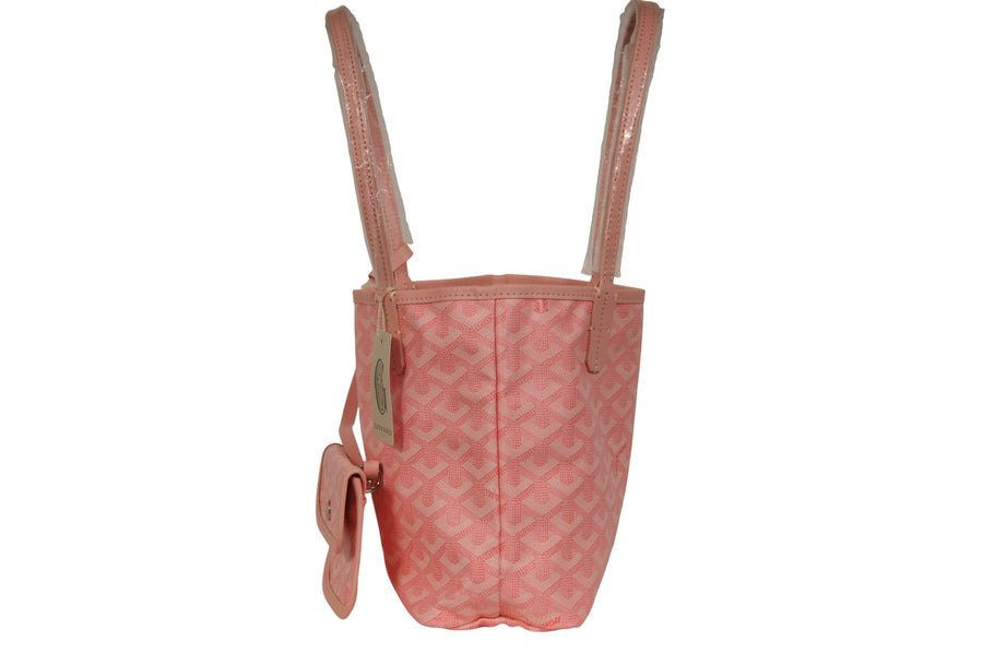 Goyard Mini Anjou Tote Bag Pink Goyardine Reversible Canvas Leather Purse