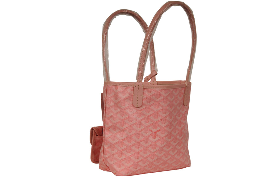 Goyard Mini Anjou Tote Bag Pink Goyardine Reversible Canvas Leather Purse