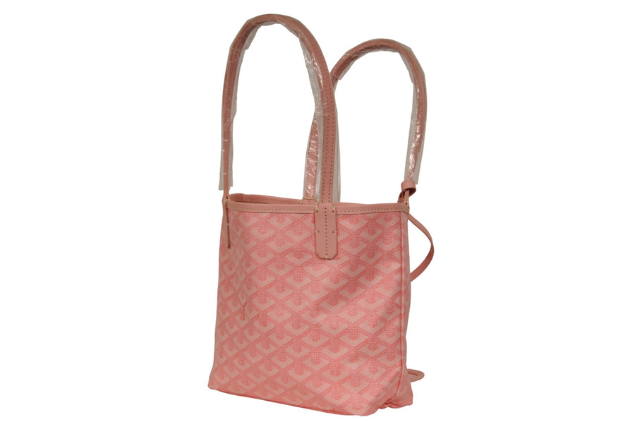 Goyard Mini Anjou Tote Bag Pink Goyardine Reversible Canvas Leather Purse