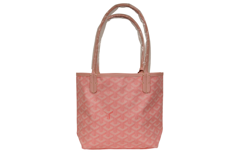 Goyard Mini Anjou Tote Bag Pink Goyardine Reversible Canvas Leather Purse