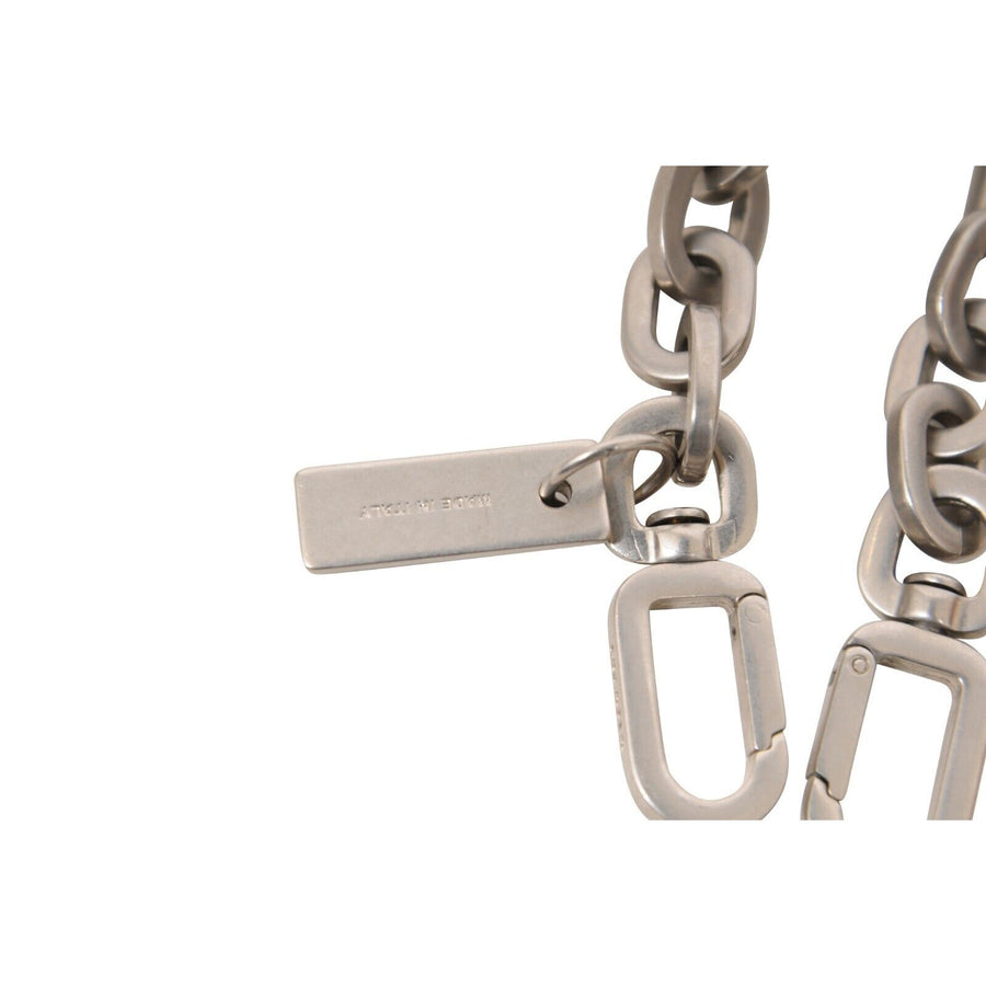 Chunky Ball Chain Link Necklace Silver Rectanguler Choker Logo Clasp