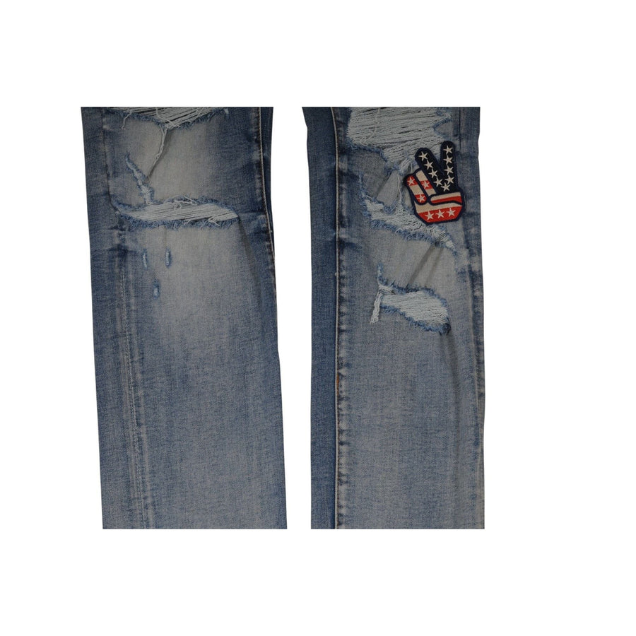 Amiri Mens Mx1 Biker Patchwork Jeans Size 36x35 Blue Wash