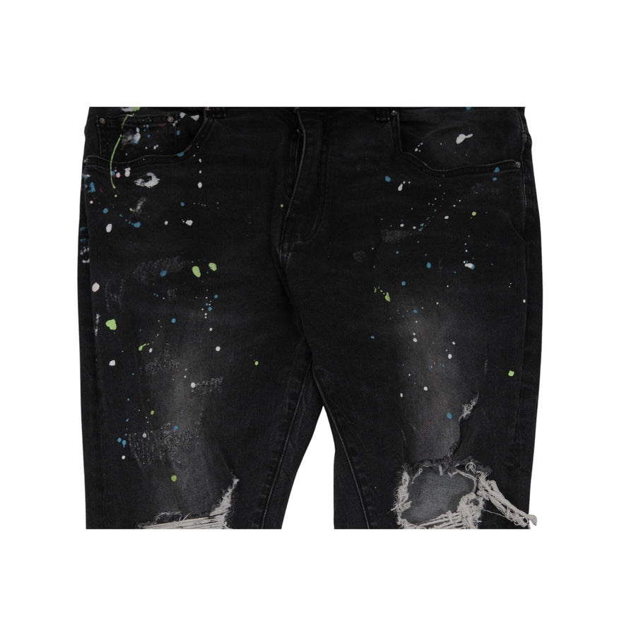 Amiri Mens Paint Splatter Broken Knee Jeans Size 36x35 Black Denim