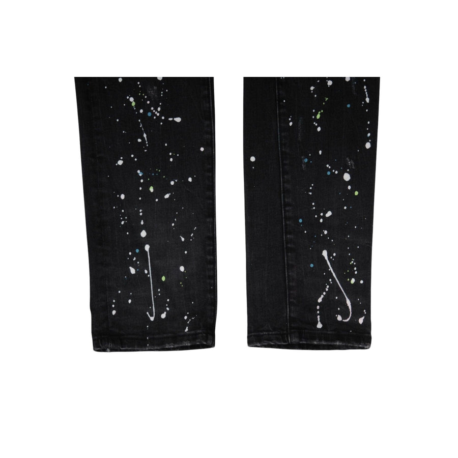 Amiri Mens Paint Splatter Broken Knee Jeans Size 36x35 Black Denim