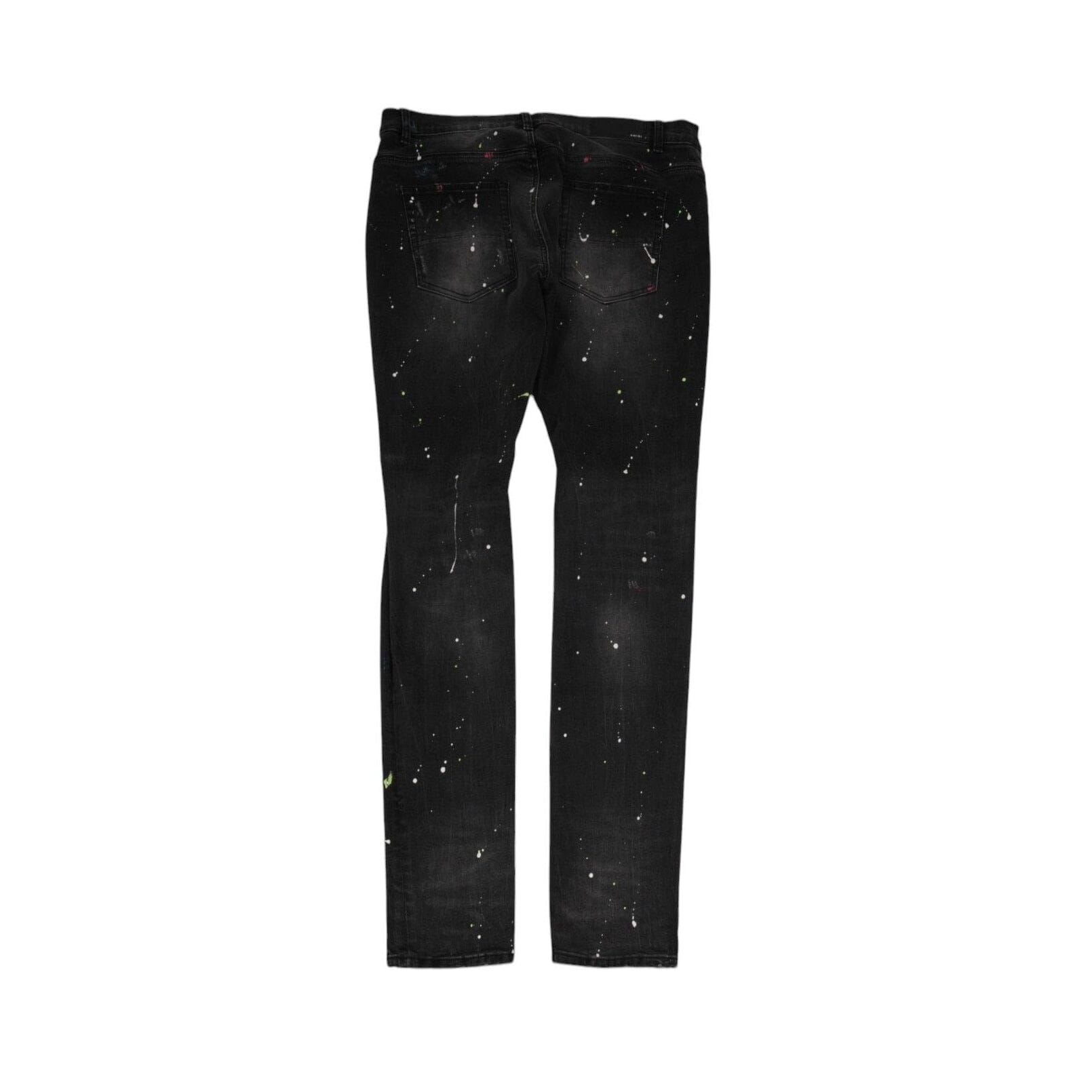 Amiri Mens Paint Splatter Broken Knee Jeans Size 36x35 Black Denim