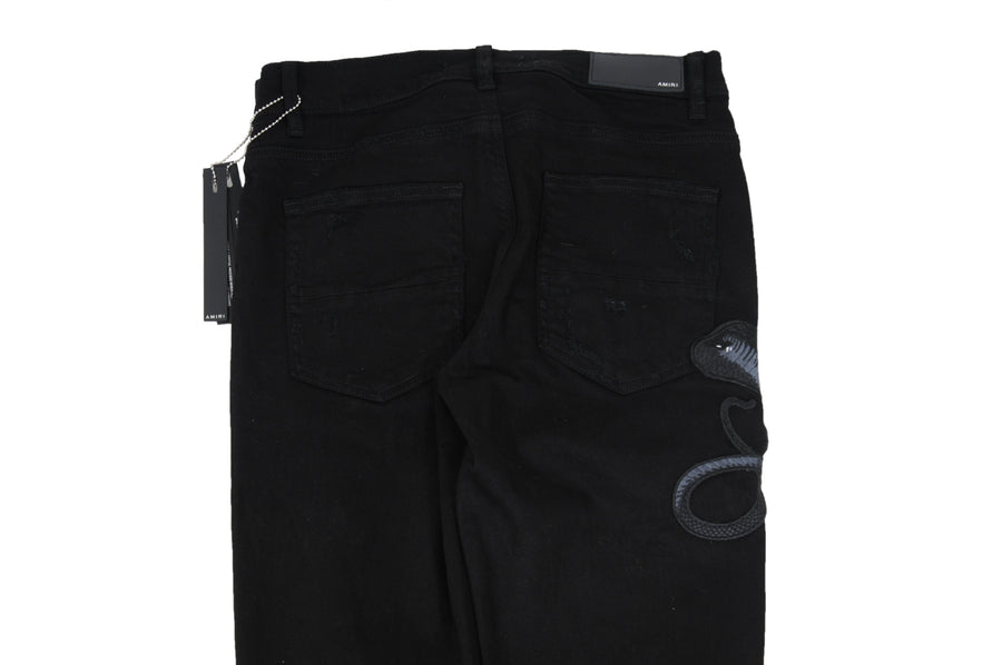 Art Patch Cobra Python Snake Jeans Black Denim Amiri 
