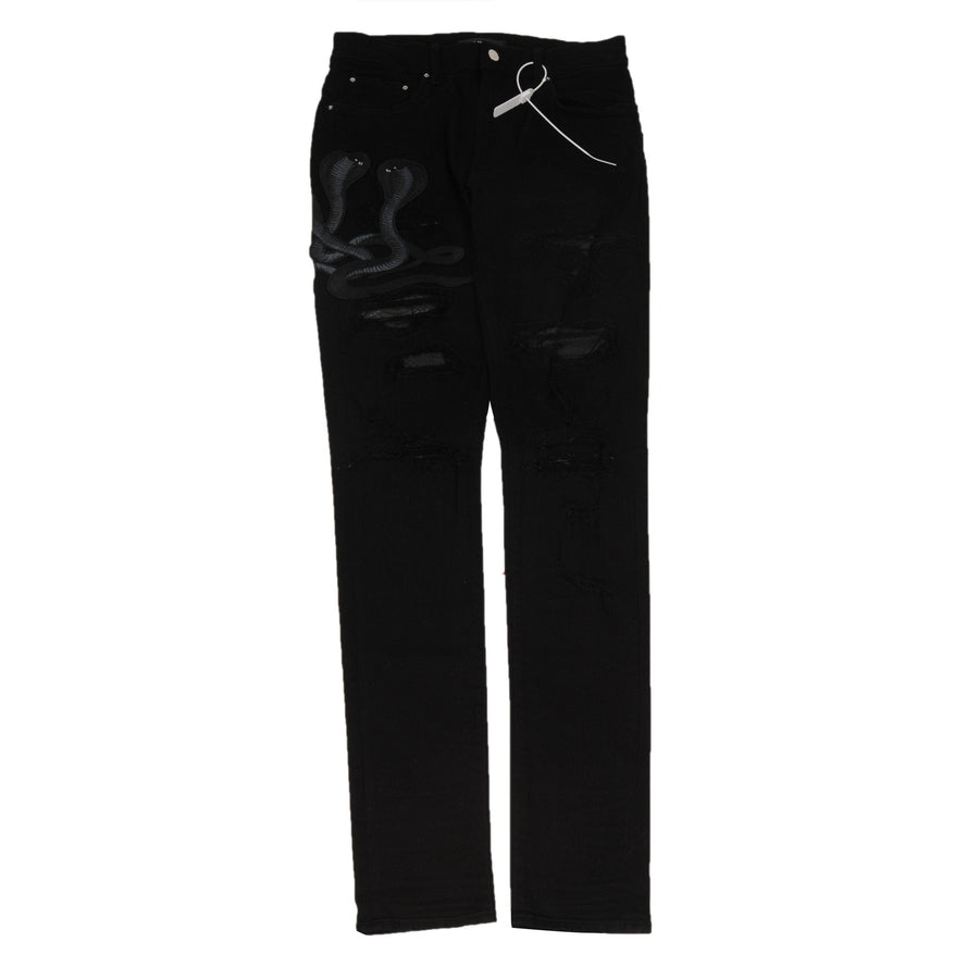 Art Patch Cobra Python Snake Jeans Black Denim Amiri 