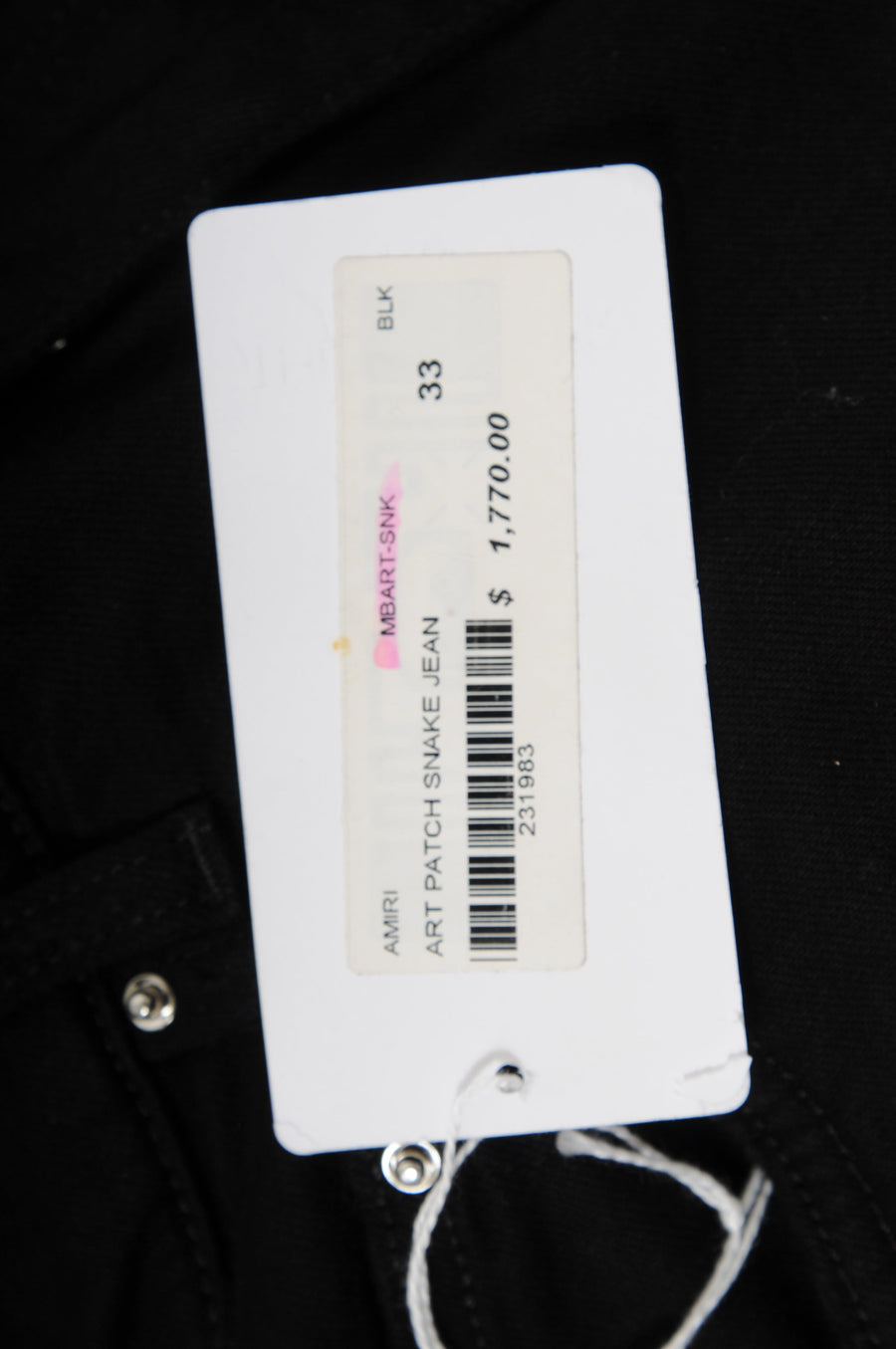 Art Patch Cobra Python Snake Jeans Black Denim Amiri 