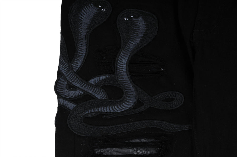 Art Patch Cobra Python Snake Jeans Black Denim Amiri 