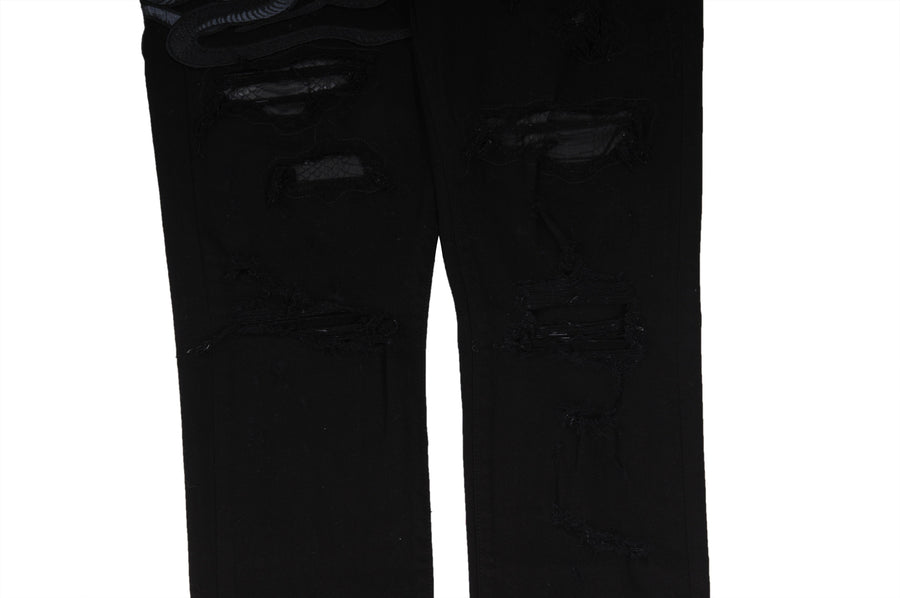 Art Patch Cobra Python Snake Jeans Black Denim Amiri 