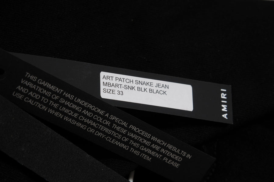 Art Patch Cobra Python Snake Jeans Black Denim Amiri 