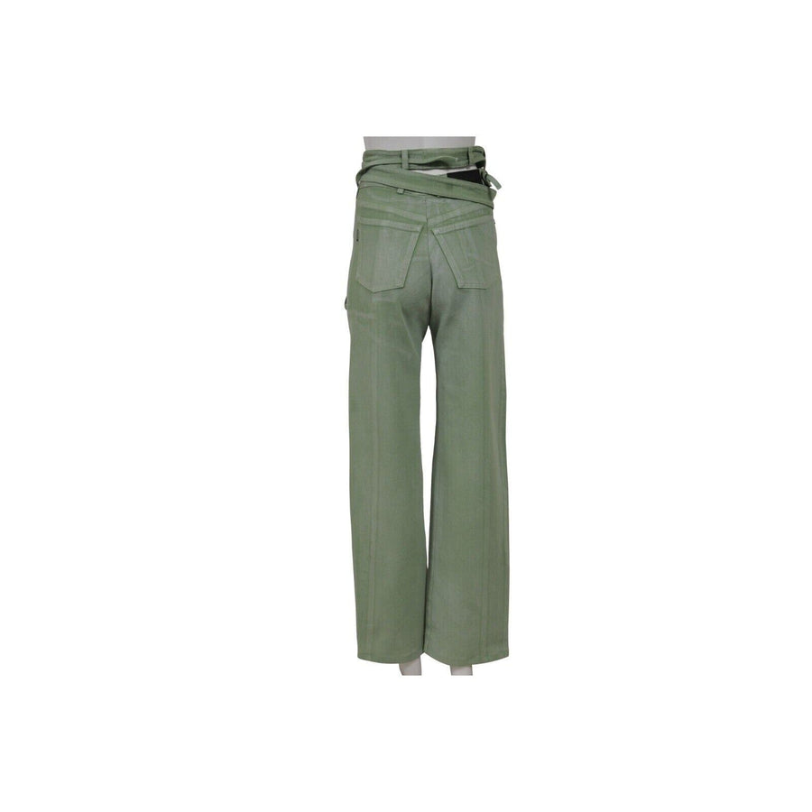 Asymmetric Straight Leg Jeans Small Mint Green Olive Wrap Denim Ottolinger 