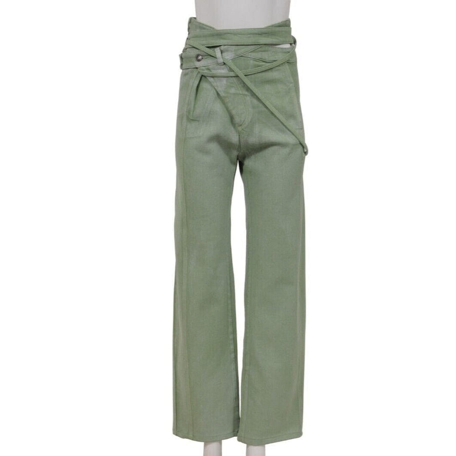 Asymmetric Straight Leg Jeans Small Mint Green Olive Wrap Denim Ottolinger 