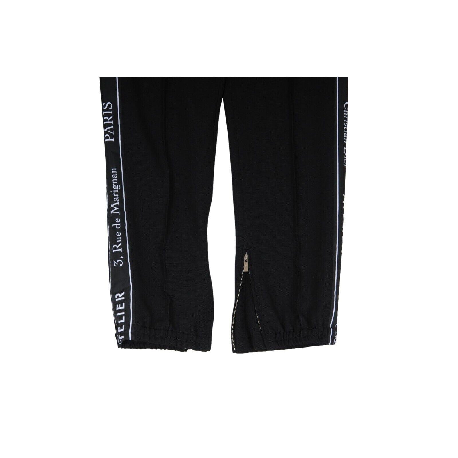 Christian Dior Mens Atelier Track Pants 48 Medium Black White Wool Logo Trousers THE ECHELON