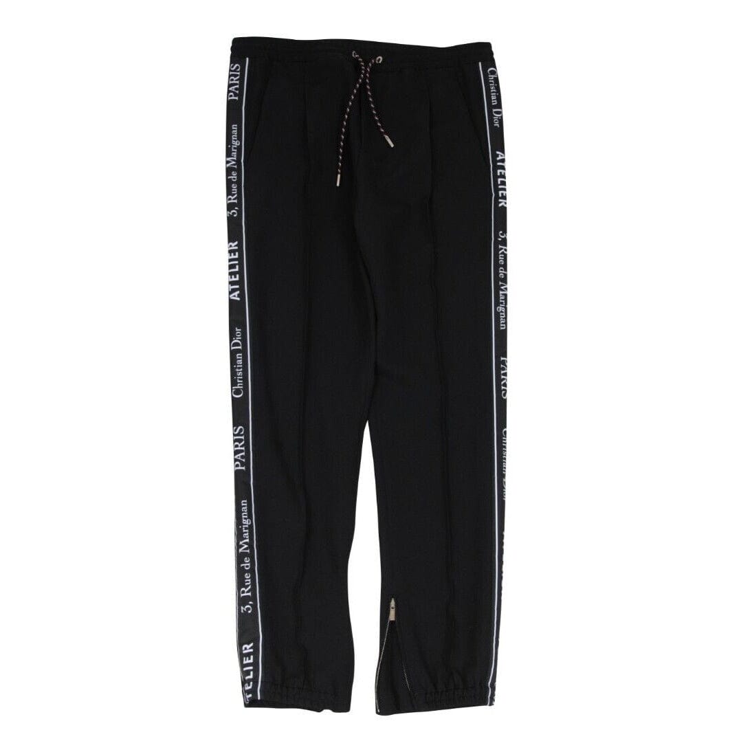 Christian Dior Mens Atelier Track Pants 48 Medium Black White Wool