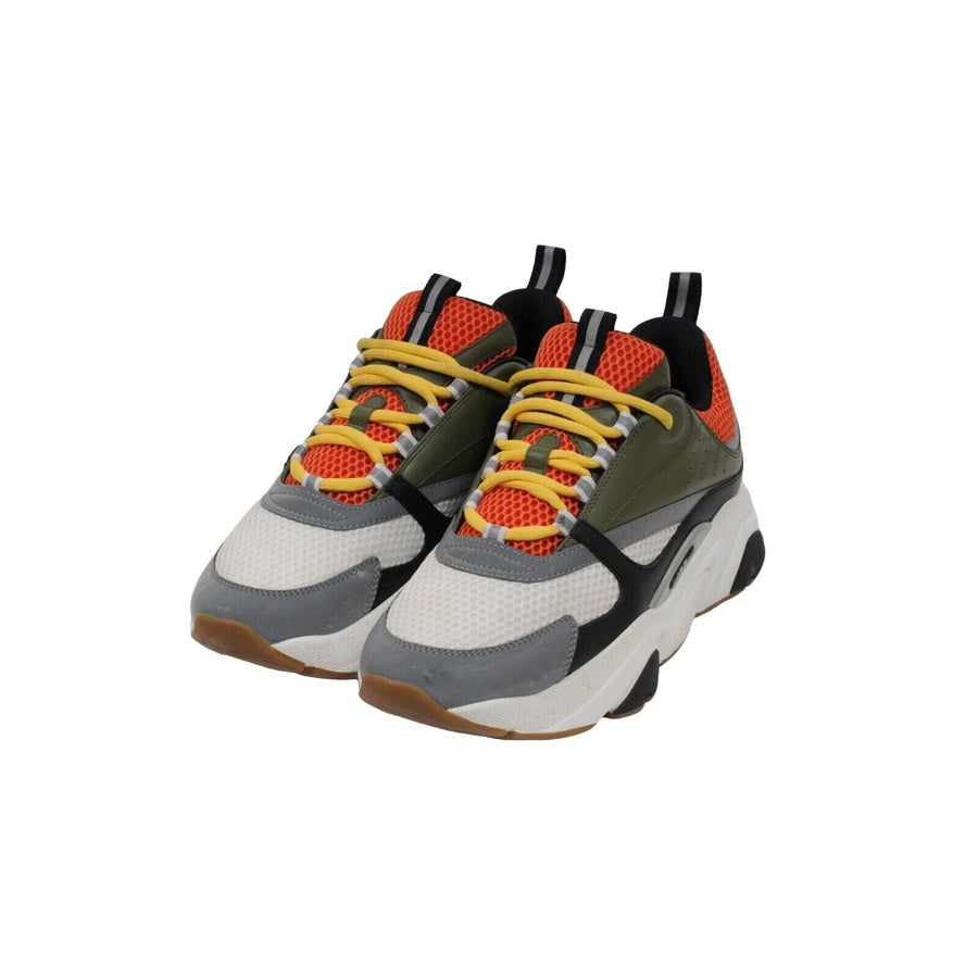 Dior Mens B22 Orange Green Chunky Logo Sneakers IT43 US10 – THE