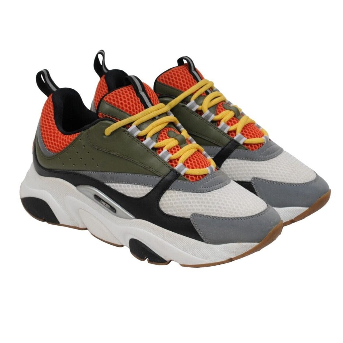 Dior Mens B22 Orange Green Chunky Logo Sneakers IT43 US10 – THE
