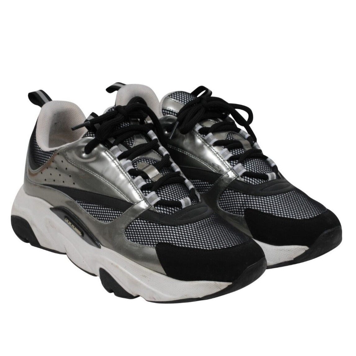 Dior Mens B22 Sneakers Black Silver Mesh Chunky Logo dad Trainers