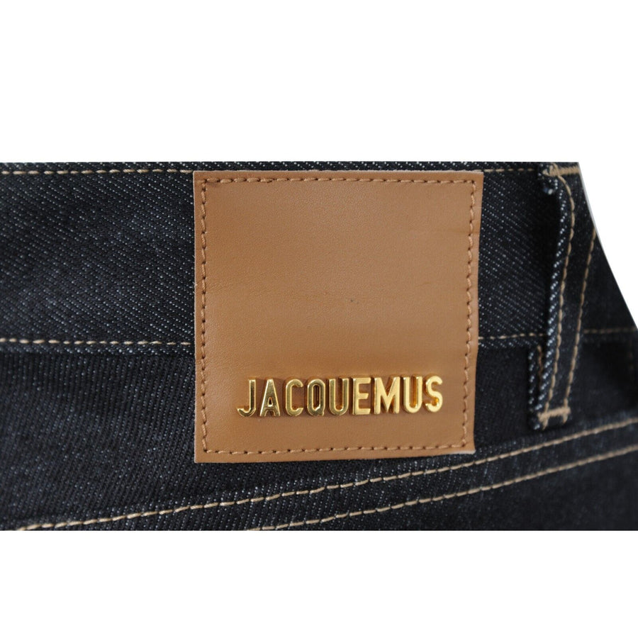 Jacquemus Le De Nimes High Rise Wide Straight Leg Jeans Dark Indigo Denim