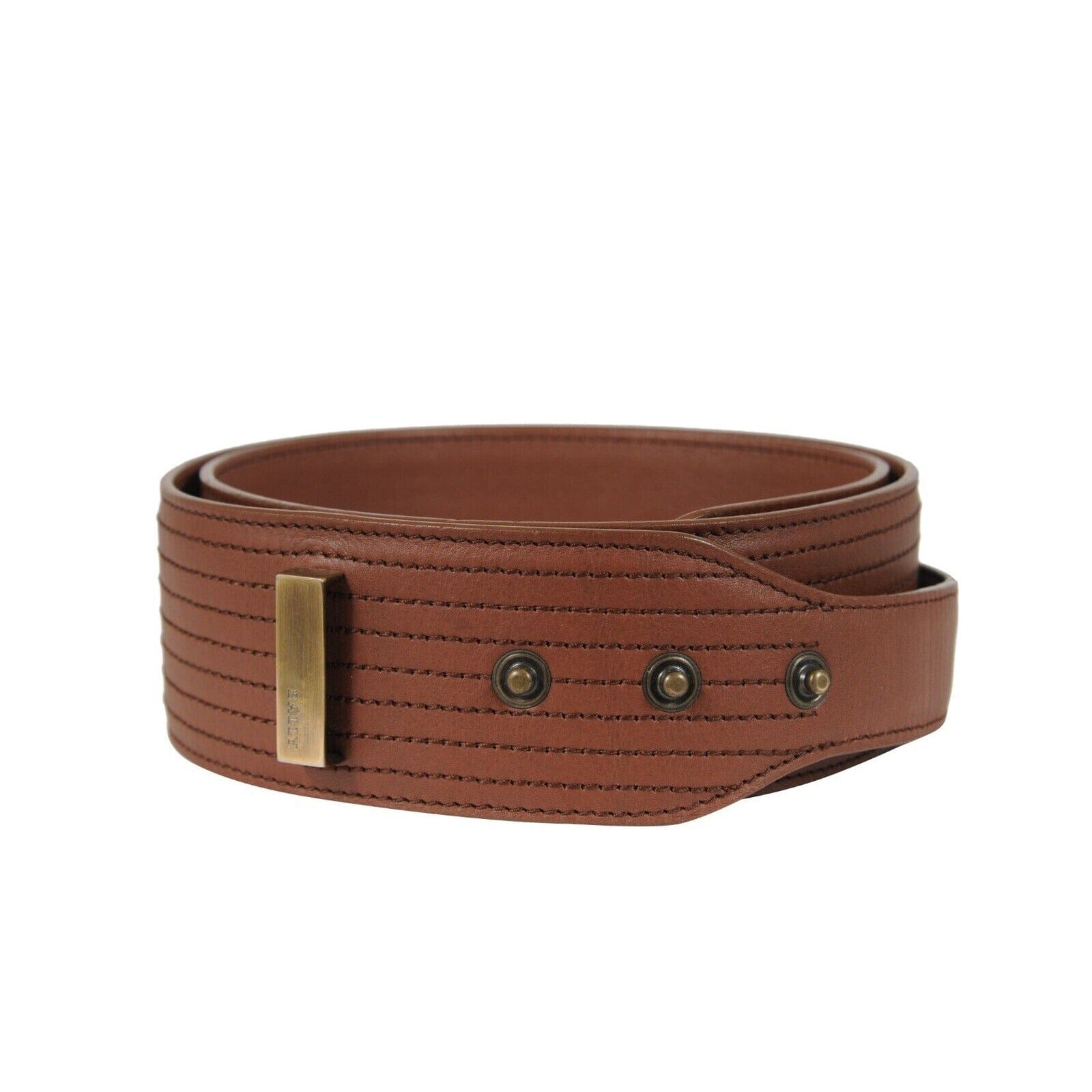 Bally Womens Wide Brown Leather Belt 90 36 Ribbed High Waist  display picture 2