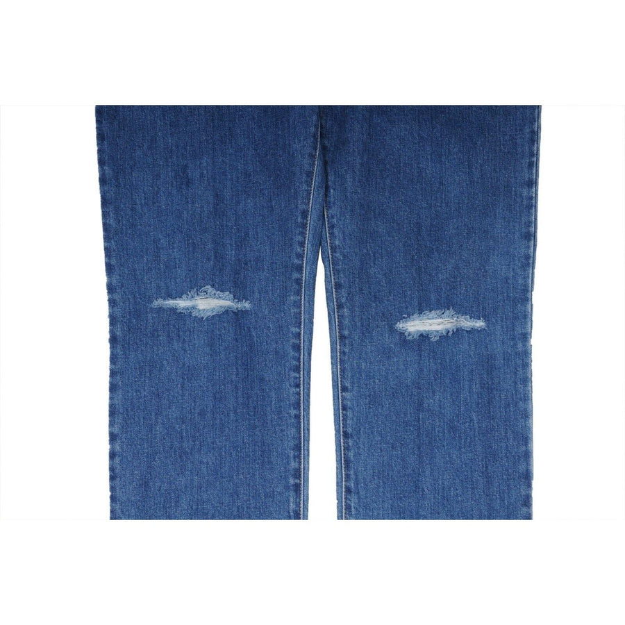 Balmain Men Slim Jeans Size 33x34 Blue Indigo Knee Slashed Distressed Logo Denim Balmain 