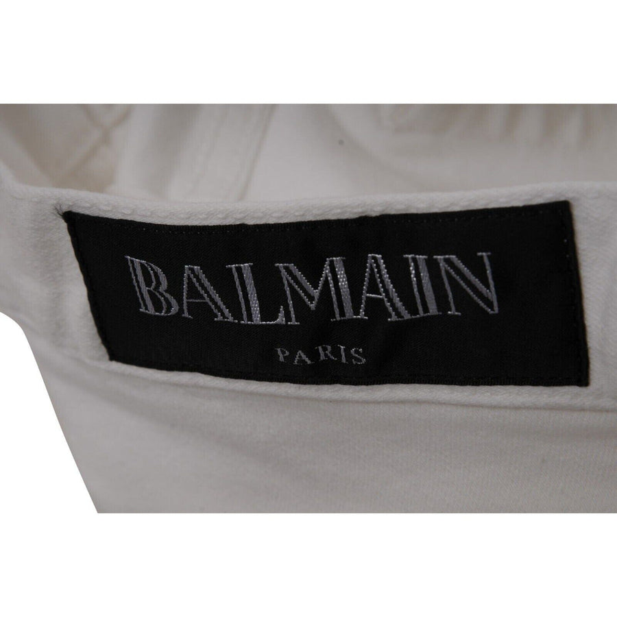 Balmain Mens Slim Jeans Size 33x32 White 5 Pocket Cotton Stretch Denim BALMAIN 