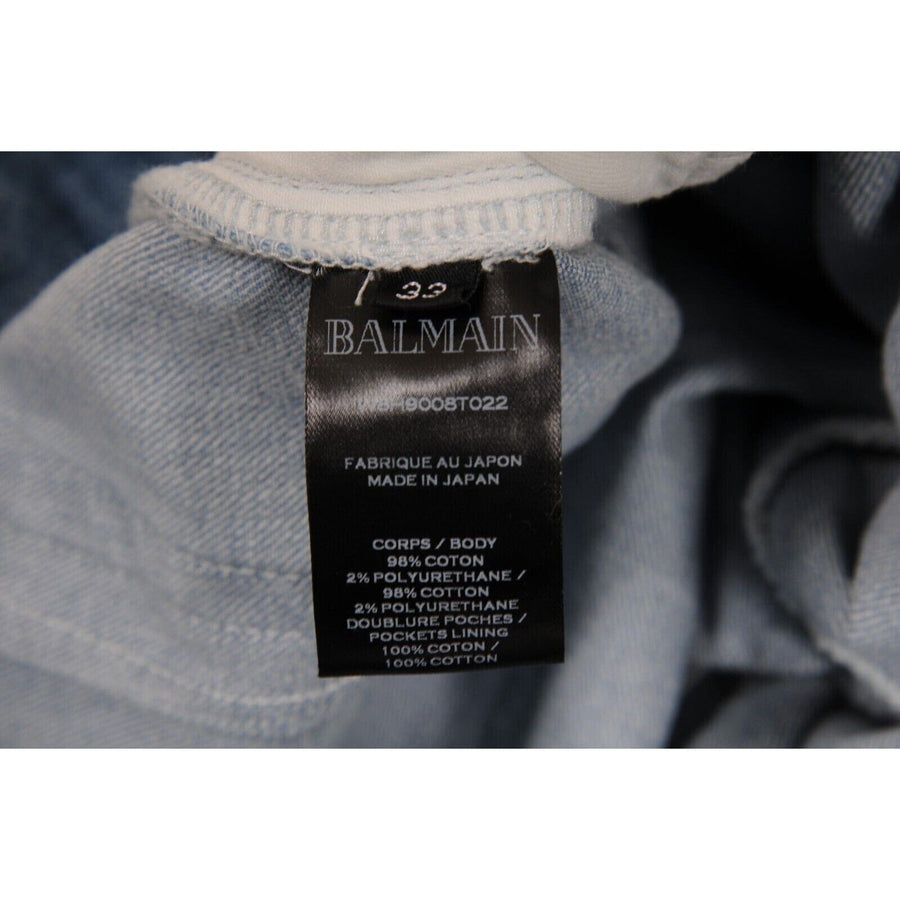 Balmain Mens Slim Jeans Size 33x33 Light Wash Blue 5 Pocket stretch Denim BALMAIN 